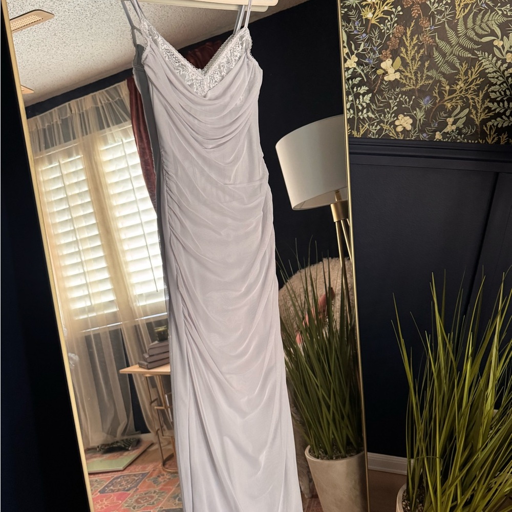 Nalini House of CB Inspired Ruched Lace Trim Maxi Dress Size S
